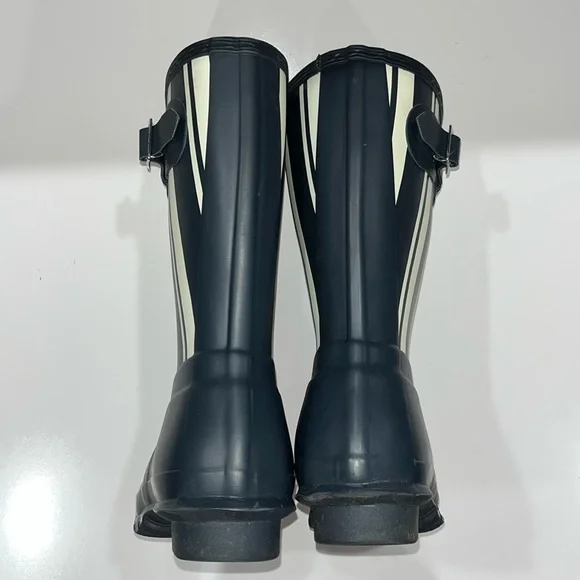Hunter Mid-Calf Rain Boots Navy/White Sz 8 - Picture 12 of 13